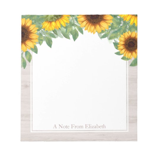 Fleurs de soleil aquarelle avec Bloc-notes en bord (Devant)