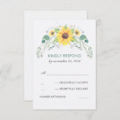 Fleurs de soleil aquarelle Mariage rustique RSVP (Devant / Derrière)