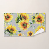 Fleurs de soleil aquarelle sur gris (Serviette à main)