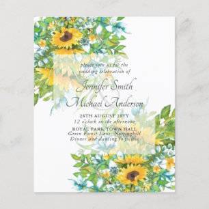 Fleurs de soleil Bleu jaune Floral Mariage feuille