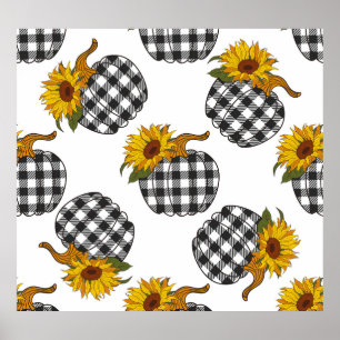 Fleurs de soleil, citrouille plaid, décoration de