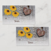 Fleurs de soleil & coeur sur bois mariage carte pl (Devant / Derrière)