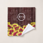 Fleurs de soleil d'automne rustiques sur Mariage d (Gant de toilette)