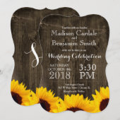 Fleurs de soleil de campagne Invitations de mariag (Devant / Derrière)