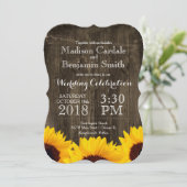 Fleurs de soleil de campagne Invitations de mariag (Debout devant)