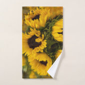 Fleurs de soleil dorées chaudes (Serviette à main)