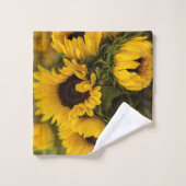 Fleurs de soleil dorées chaudes (Gant de toilette)