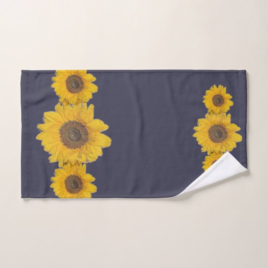 Fleurs de soleil en bleu foncé (Serviette à main)