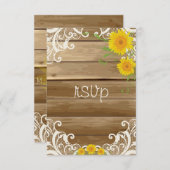 Fleurs de soleil en bois de grange et RSVP en dent (Devant / Derrière)