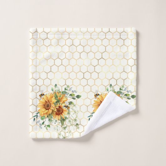 Fleurs de soleil et abeilles (Gant de toilette)
