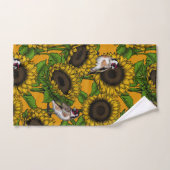 Fleurs de soleil et ailerons d'or sur orange (Serviette à main)