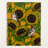 Fleurs de soleil et ailerons d'or sur orange (Devant)