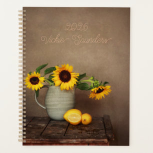 Fleurs de soleil et citrons rustiques
