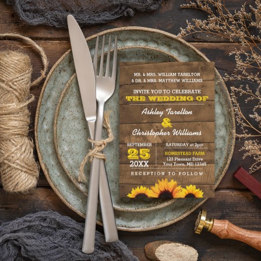 Fleurs de soleil et Faire-part de mariage en bois
