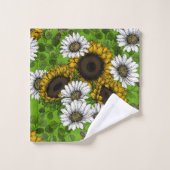 Fleurs de soleil et marguerites, jardin d'été (Gant de toilette)