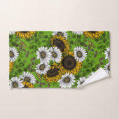 Fleurs de soleil et marguerites, jardin d'été (Serviette à main)