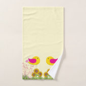 Fleurs de soleil et oiseaux (Serviette à main)