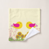 Fleurs de soleil et oiseaux (Gant de toilette)