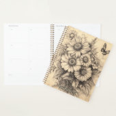 Fleurs de soleil et papillon - Papier vieilli rust (Devant avec enveloppe)