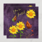 Fleurs de soleil et papillons magiques Invitation  (Devant / Derrière)