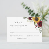 Fleurs de soleil florales Carte RSVP Mariage Bourg (Debout devant)