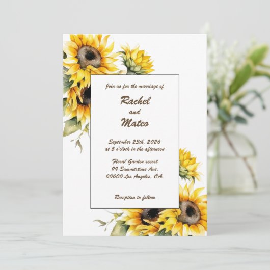 Fleurs de soleil fraîches : Faire-part de mariage (Debout devant)