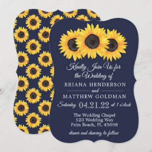 Fleurs de soleil Invitations de mariage Pays Bleu
