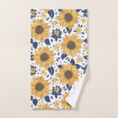 Fleurs de soleil Jaune et Marine (Serviette à main)