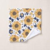 Fleurs de soleil Jaune et Marine (Gant de toilette)