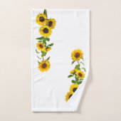 Fleurs de soleil jaune vif sur blanc (Serviette à main)