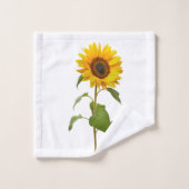 Fleurs de soleil jaune vif sur blanc (Gant de toilette)