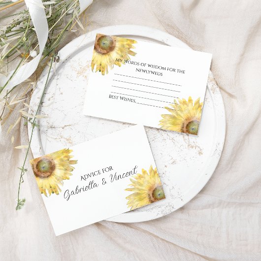 Fleurs de soleil jaunes Aquarelle Mariage Cartes d