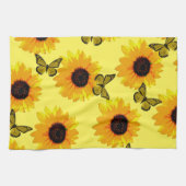Fleurs De Soleil Jaunes Et Papillons, Serviette De (Horizontal)