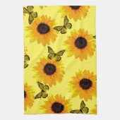 Fleurs De Soleil Jaunes Et Papillons, Serviette De (Vertical)