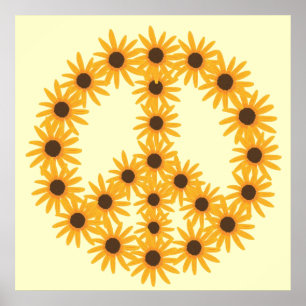 Fleurs de soleil Jaunes Peinture Paix Posters