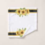 Fleurs de soleil Jaunes spectaculaires sur noir et (Gant de toilette)