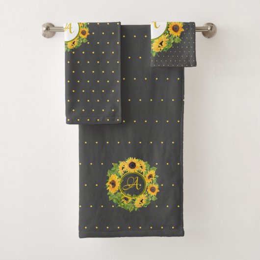 Fleurs de soleil monogrammes À petits pois Jaune g (En situation)
