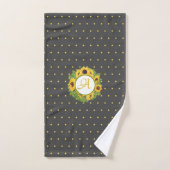 Fleurs de soleil monogrammes À petits pois Jaune g (Serviette à main)