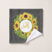 Fleurs de soleil monogrammes À petits pois Jaune g (Gant de toilette)