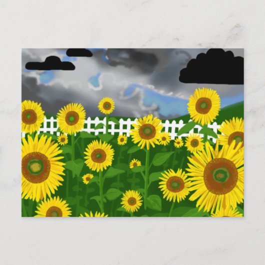 Fleurs de soleil orageuses avec carte postale de c (Devant)