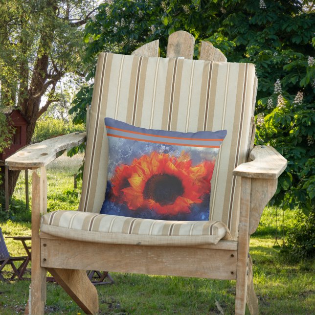 Fleurs de soleil orange avec oreiller à lancer ray (Créateur téléchargé)