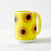 Fleurs de soleil peintes à l'huile jaune, Mug (Devant droit)