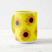 Fleurs de soleil peintes à l'huile jaune, Mug (Devant gauche)