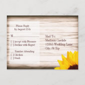 Fleurs de soleil rustiques Bois RSVP CARTES POSTCA (Dos)