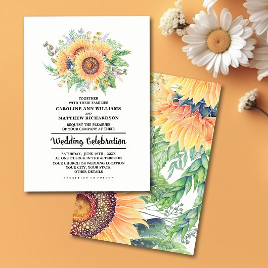 Fleurs de soleil rustiques de pays Invitations de