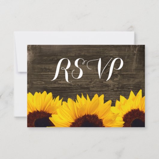 Fleurs de soleil rustiques Mariage en bois RSVP Ca (Dos)