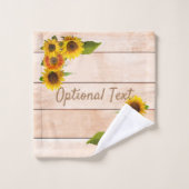 Fleurs de soleil rustiques sur bois (Gant de toilette)