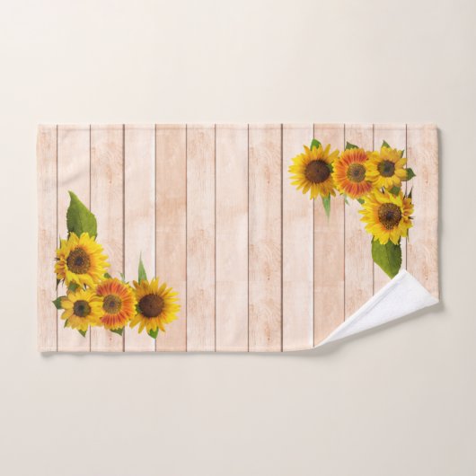 Fleurs de soleil rustiques sur bois (Serviette à main)