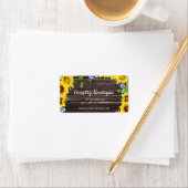 Fleurs de soleil rustiques sur Étiquette de adress (En situation)