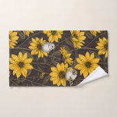 Fleurs de soleil sauvages et crêtes d'or/ jaune (Serviette à main)
